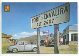 CPSM Val D'Andore Port D'Envalira - Voitures Années 1960-70 - Renault Dauphine - Pompes à Essence Mobil Esso - Voitures De Tourisme