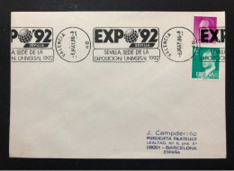 SPAIN, Cover With Special Cancellation « EXPO '92 », « VALENCIA Postmark », 1986 - 1992 – Séville (Espagne)