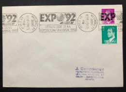 SPAIN, Cover With Special Cancellation « EXPO '92 », « JEREZ DE LA FRONTERA (Cadiz) Postmark », 1986 - 1992 – Sevilla (Spain)