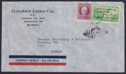 1939-H-122 CUBA REPUBLICA 1939 10c POSTAL ROCKET COVER TO NORWAY. - Lettres & Documents