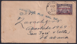 1930-H-92 CUBA REPUBLICA 1931 10c “DEMORADO POR MAL TIEMPO” RARE POSTMARK. - Storia Postale