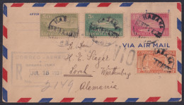 1930-H-83 CUBA REPUBLICA 1931 50c+15c+5c AIRPLANE REGISTERED COVER TO GERMANY.  - Brieven En Documenten