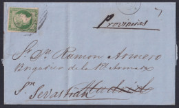 1857-H-362 CUBA SPAIN 1857 ISABEL II 1r TO MADRID FORWARDED TO SAN SEBASTIAN.  - Prephilately