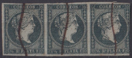 1855-304 CUBA SPAIN ANTILLES PUERTO RICO 1855 ½ R DARK GREEN TRIP “CORRFOS” TRIP 3.  - Vorphilatelie