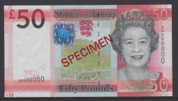 Jersey Banknote Fifty Pound (Pick 36s)  SPECIMEN Overprint Code AD - Superb UNC Condition - Jersey