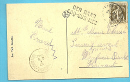 337 Op Kaart Stempel OOSTENDE, Naamstempel DEN HAAN / COQ-SUR-MER Met Treinstempel BRUXELLES-BRUSSEL-CHARLEROI - 1932 Ceres Y Mercurio