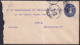 1899-EP-316 CUBA 1899 POSTAL STATIONERY 5c COLUMBUS HAVANA TO AUSTRIA 1909. - Lettres & Documents