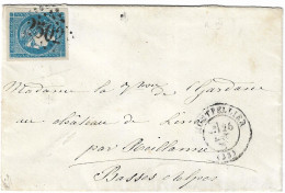 0045. LSC N°45 (Var.) Bleu Très Fcé (RARE !) Type II Rep.3 - Càd Montpellier (HERAULT) à Reillanne (BASSES PYRENEES) - R - 1849-1876: Classic Period