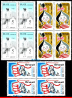 Ref. BR-1099-101-Q BRAZIL 1968 - 22ND ANNIV. OF UNICEF,CHILDREN'S RIGHTS, BLOCKS MNH, UNITED NATIONS 12V Sc# 1099-1011 - UNICEF