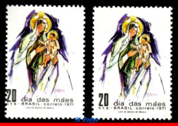 Ref. BR-1187-R BRAZIL 1971 - ** ERROR ** PERFORATION,MADONNA AND CHILD, MI# 1281, MNH, MOTHER'S DAY 2V Sc# 1187 - Errori Sui Francobolli