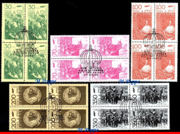 Ref. BR-1242-46QC2 BRAZIL 1972 - INDEPENDENCE, 150 Y,MI# 1336-40, BLOCK CANCELED 1ST DAY NH, HISTORY 20V Sc# 1242-1246 - Used Stamps