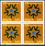 Ref. BR-1341-Q BRAZIL 1974 - 1964 REVOLUTION, 10 YEARSOF PROGRESS, HISTOTY, MI# 1429,BLOCK MNH, WAR 4V Sc# 1341 - Hojas Bloque