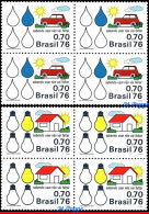 Ref. BR-1423-24-Q BRAZIL 1976 - ENERGY CONSERVATION,ELECTRICITY & OIL, MI# 1519-20,BLOCK MNH, SCIENCE 8V Sc# 1423-1424 - Blocks & Sheetlets