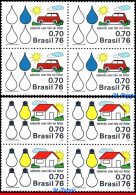 Ref. BR-1423-24-Q BRAZIL 1976 - ENERGY CONSERVATION,ELECTRICITY & OIL, MI# 1519-20,BLOCK MNH, SCIENCE 8V Sc# 1423-1424 - Blocks & Kleinbögen