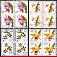 Ref. BR-1711-14Q BRAZIL 1980 - ORCHIDS,PHILATELICEXHIBITION,MI# 1785-88,BLOCKS MNH, FLOWERS, PLANTS 16V Sc# 1711-1714 - Blocs-feuillets