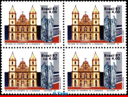 Ref. BR-2113-Q BRAZIL 1987 - ST. FRANCIS CONVENT,RELIGION, ARCHITECTURE, BLOCK MNH, CHURCHES 4V Sc# 2113 - Blocchi & Foglietti