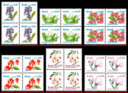 Ref. BR-2176-81-Q BRAZIL 1989 - FLORA, BLOCKS OFCOMPLETE SET, ALL MNH VF, FLOWERS, PLANTS 24V Sc# 2176-2181 - Hojas Bloque