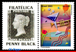 Ref. BR-2912 BRAZIL 2003 - FESTIVALS, MUSICALINSTRUMENT, PERSONALIZED MNH, MUSIC 1V Sc# 2912 - Personalisiert