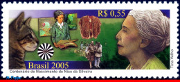 Ref. BR-2951 BRAZIL 2005 - NISE DA SILVEIRA,PSYCHIATRIST, CATS, MNH, FAMOUS PEOPLE 1V Sc# 2951 - Chats Domestiques