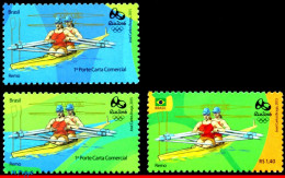 Ref. BR-OLYM-E07 BRAZIL 2015 - OLYMPIC GAMES, RIO 2016,ROWING, STAMPS OF 1ST AND 4TH SHEET, MNH, SPORTS 3V - Rowing