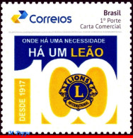 Ref. BR-V2017-24 BRAZIL 2017 - 100 YEARS OF LIONSINTERNATIONAL, PERSONALIZED MNH, LIONS 1V - Personalized Stamps