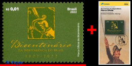 Ref. BR-V2022-07+E BRAZIL 2022 - BICENTENARY INDENPENDENCE, OFICIAL LOGO, SWORD, MNH + BROCHURE, HISTORY 1V - Ongebruikt