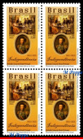 Ref. BR-V2022-09-Q BRAZIL 2022 - 200 YEARS INDEPENDENCE,WITH PORTUGAL, D.PEDRO I, BLOCK MNH, HISTORY 4V - Ongebruikt