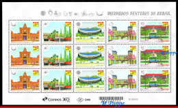 Ref. BR-V2023-08-F BRAZIL 2023 - CENTRAL MARKETS OF BRAZIL, SHEET MNH, ARCHITECTURE 15V - Ongebruikt