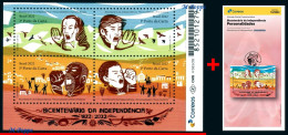 Ref. BR-V2022-12+E BRAZIL 2022 - BICENTENARY INDENPENDENCE, PERSONALITIES, S/S MNH + BROCHURE, HISTORY 4V - Ongebruikt