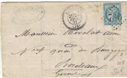 0045. LAC Affie N°45 Ty. 2 Rep. 1 Bleu Ciel - Càd Caudrot (GIRONDE) - Losange G.C. N°780 Refait - Côte +de 625eu. - R - 1849-1876: Classic Period