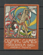 SCHWEDEN Sweden 1912 Vignette Olympische Spiele Stockholm Advertising Text In English (*) Ohne Gummi/no Gum - Verano 1912: Estocolmo