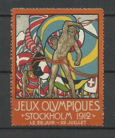 SCHWEDEN Sweden 1912 Vignette Olympische Spiele Stockholm Advertising Text In French Francaise (*) Ohne Gummi/no Gum - Zomer 1912: Stockholm