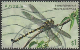 AUSTRALIA - USED 2017 $1.00  Dragonflies - Beautiful Petaltail Embellished From Souvenir Sheet, Has A Rub At Top - Used Stamps