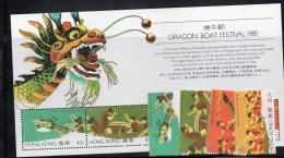 HONG KONG - 1985 - DRAGON BOAT FESTIVAL SET OF 4 + SOUVENIR SHEET MINT NEVER HINGED  SG CAT £32+ - Ungebraucht