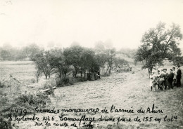 Photo Grandes Manœuvre De L Armée Du Rhin En 1926,camouflage D Une Pièce De 155,format 13/18 - Guerre, Militaire