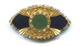 De La REUNION - Belle Broche ART DECO - Sur Support Argent (?) Signée Catherine  POPESCO  France - Jade