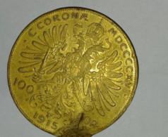 AUSTRIA "100 Corona 1915" / 37 Mm 23 G / Replica (Bank Of Austria) Very Thin Gold Plated - Austria