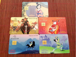 Disney Mulan Set 5 Phonecards Usedare - Avec Puce