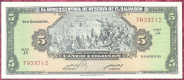 Banknotes America El Salvador El Salvador 5 Columns 1983 UNC. - El Salvador