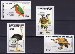 Mali 1985, Birds, Kingfisher, Ostric, Volture, 4val IMPERFORATED - Straussen- Und Laufvögel