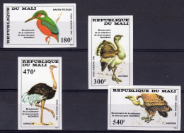 Mali 1985, Birds, Kingfisher, Ostric, Volture, 4val IMPERFORATED - Aigles & Rapaces Diurnes