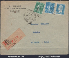 FRANCE LETTRE RECOMMANDEE POUR SAINT DENIS DE PARIS DU 18/06/1925 - Covers & Documents