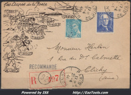 FRANCE N° 549+599 SUR LR ENVELOPPE ILLUSTREE POUR CLICHY DE PARIS DU 28/04/1944 - Covers & Documents