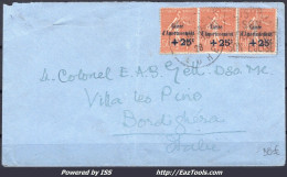 FRANCE BANDE DE 3 N° 250 SUR LETTRE POUR BORDIGHERA ITALIE A VOIR - Storia Postale