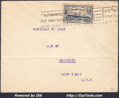 FRANCE N°299 SEUL SUR LETTRE POUR NEW YORK CACHET VOYAGE INAUGURAL DU 29/05/1935 - Storia Postale