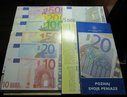SLOVAKIA SAMPLE 2002 YEAR EURO BANKNOTES BOOKLET ADVERTISING SLOVAKIA Euro Set SAMPLE 500 E 200 E 100 - Slovakia