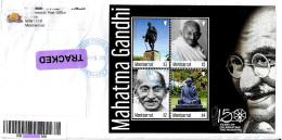 MONTSERRAT MAHATMA GANDHI 150th BIRTH ANNIVERSARY 4v MS REGISTERED TRAVELLED COVER With Tracking As Per Scan - Mahatma Gandhi