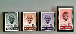 India 1948 Mahatma Gandhi Mourning 4v SET Mounted Mint Gum Disturbed, NICE COLOUR As Per Scan - Mahatma Gandhi