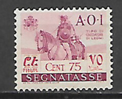 COLONIE ITALIANE A.O.I. 1942  SEGNATASSE  CACCIATORE DI LEONI A CAVALLO  SASS. 16  MNH XF - Italian Eastern Africa