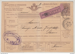 Italy, Bullettino Di Spedizione Parcel Card Registered Travelled 1894 Milano To Sturno B180710 - Pacchi Postali